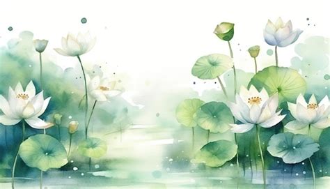 Premium Photo | White lotus flower watercolor background