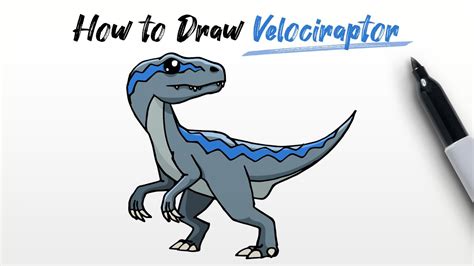 How to Draw a Velociraptor (Raptor dinosaur from Jurassic Park and World) Step By Step - YouTube