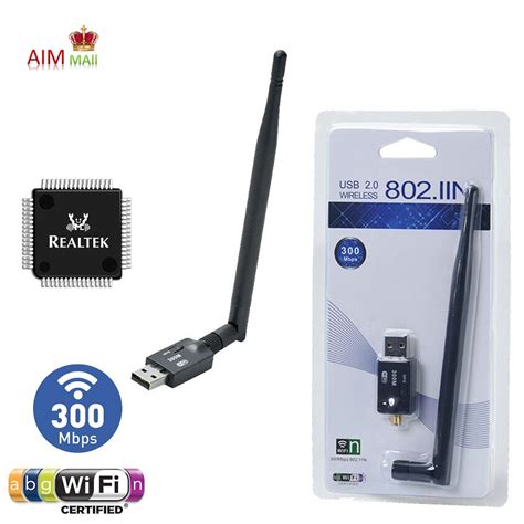 Realtek WiFi 2.4GHz Wireless-N 300Mbps USB Wireless Adapter (5dBi ...