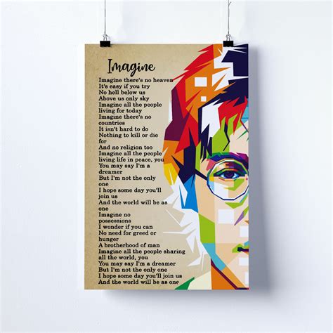 John Lennon Imagine Lyrics Poster Lyrics Canvas John Lennon | Etsy