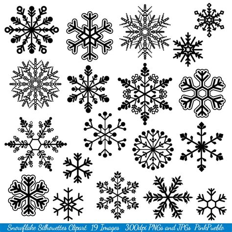 Snowflake Clipart Clip Art Snowflake Silhouette Clip Art | Etsy