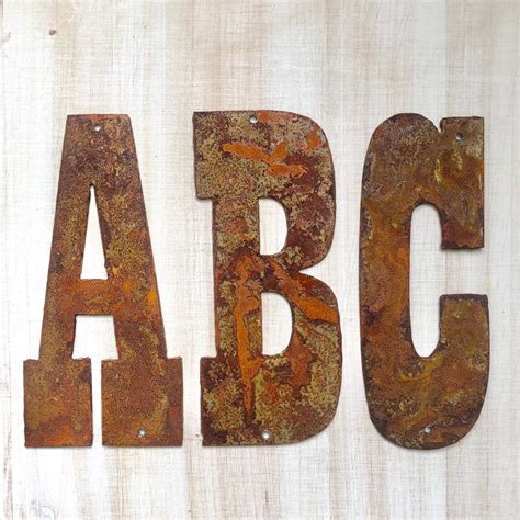 4 Rusty Rustic Rusted Metal Letters Make your own | Etsy