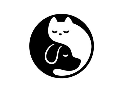 Yin Yang Cat and Dog | Cat and dog drawing, Cat art, Pet logo design