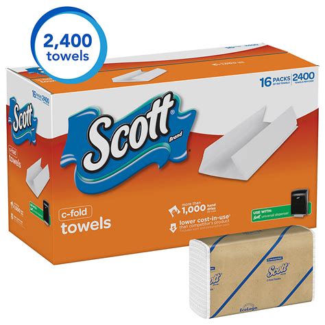 Scott Durable C-Fold Paper Towels, Bulk 16 packs - 2400 Count, High ...