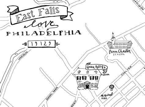 East Falls Hand-Drawn Map Philadelphia