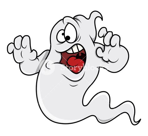 Funny Cartoon Ghost - Halloween Vector Illustration Royalty-Free Stock Image - Storyblocks