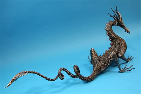 A Large Welded Metal Dragon Sculpture