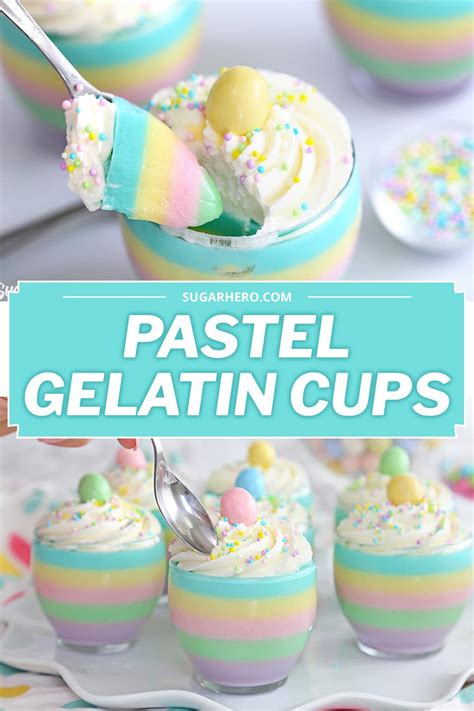 Pastel Rainbow Gelatin Cups - SugarHero