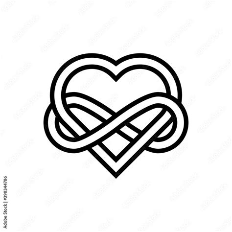 Símbolo de amor eterno. Logotipo con corazón y símbolo infinito enlazados con lineas en color ...