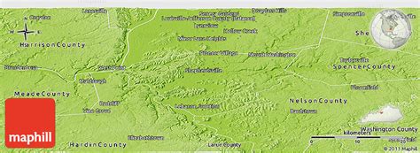 Physical Panoramic Map of Bullitt County