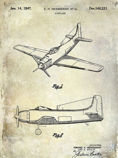 1947 Airplane Patent Photograph by Jon Neidert - Fine Art America