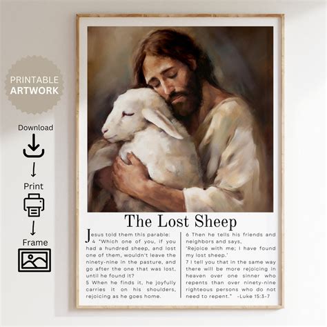 Parable of the Lost Sheep Bible Art Bible Verse Wall Art Luke 15:3 ...