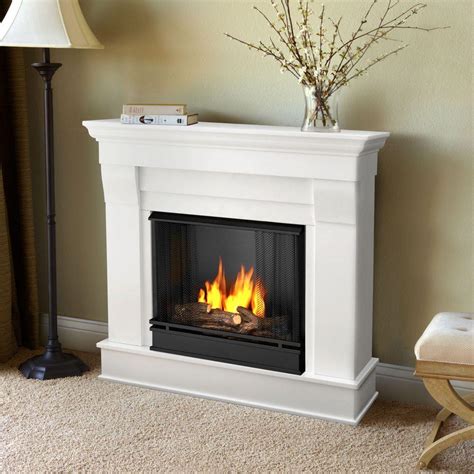 Real Flame Chateau 41 in. Ventless Gel Fuel Fireplace in White-5910-W - The Home Depot