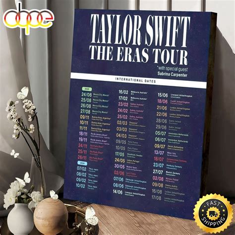 The Eras Tour Official International Dates 2024 Poster Canvas | Dating, Social media template, Tours