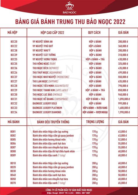 Bánh trung thu Bảo Ngọc 2022 chiết khấu cao nhất Hà Nội