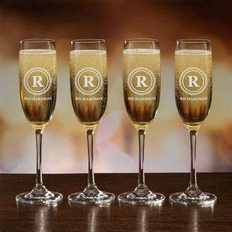 The Personalized Set of Four Champagne Flutes