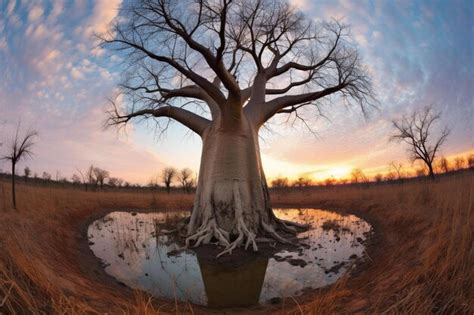 Premium AI Image | Majestic Baobab Tree at African Sunset