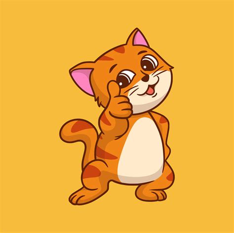 cartoon animal design cat thumbs up pose cute mascot logo 4600631 ...