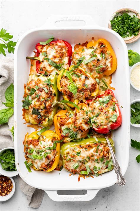 Ground Turkey Stuffed Peppers - All the Healthy Things