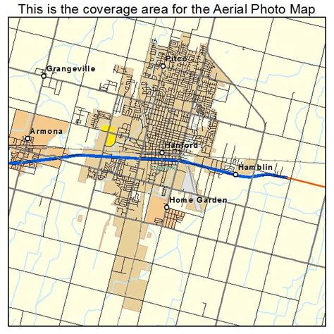 Aerial Photography Map of Hanford, CA California