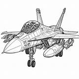 F18 Jet Fighter Coloring Page  For Kids – Smart Creative sketch template