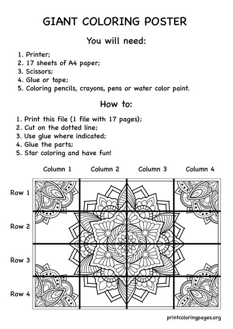 Printable Giant Coloring Poster – Mandala – Giant Coloring Posters