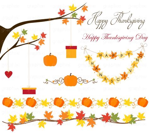 Thanksgiving Clipart, Border Banner, Digital Image, Vector Graphics, Pumpkin Clipart, Commercial ...