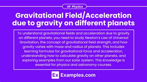 Unit 3.4 - Gravitational Field/Acceleration due to Gravity on Different ...