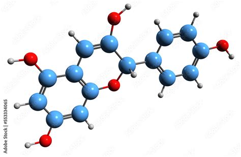 3D image of Pelargonidin skeletal formula - molecular chemical structure of anthocyanidin ...