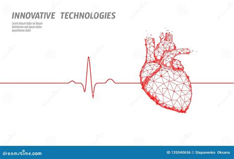 Healthy Human Heart Beats 3d Medicine Model Low Poly. Triangle ...