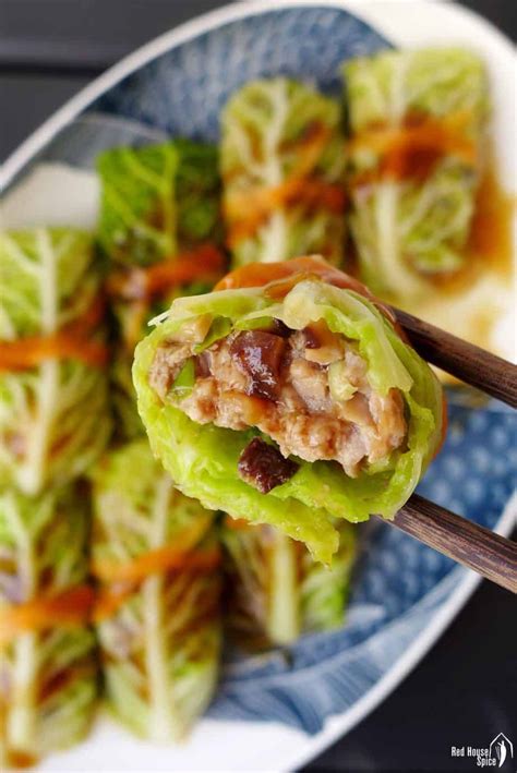 Steamed cabbage rolls (翡翠包肉) - Red House Spice