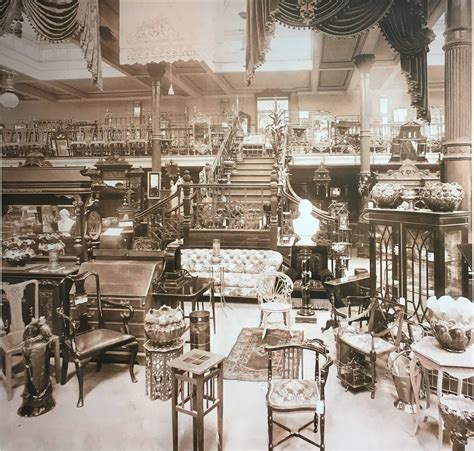 The Arnotts furniture department at the height of Victorian eclecticism. Deep-buttoned sofas ...