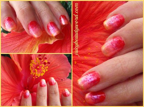 Hibiscus Ombre Nail Design