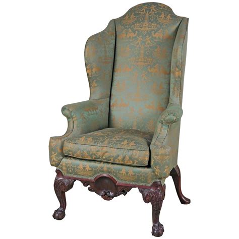 Unusual Chippendale Style Mahogany Wingback Chair, Possibly ...