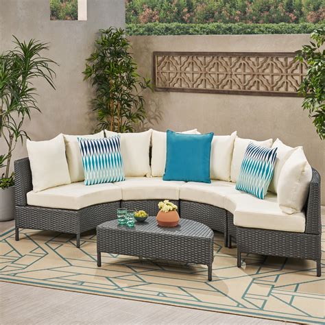 Hampton Outdoor 4 Seater Wicker Sofa Set with Cushions, Grey, White - Walmart.com