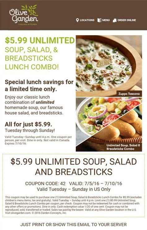 $5.99 unlimited Salad, Soup and Bread-sticks lunch is back at the Olive Garden!