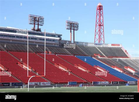 The seating of McMahon Stadium home of the Stampeders in Calgary, Alberta, Canada Stock Photo ...