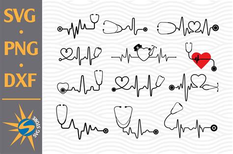 Heartbeat Stethoscope SVG, PNG, DXF Digital File Include (763433) | Cut ...