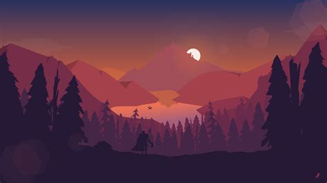 Lake Forest Mountains Illustration 4k Wallpaper,HD Artist Wallpapers,4k ...