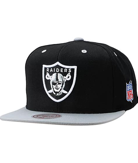 NFL Mitchell and Ness Oakland Raiders Logo Black Snapback Hat | Zumiez