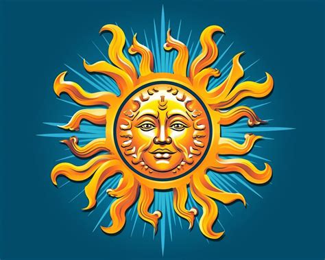 Premium Vector | A sun with a face and rays on a blue background