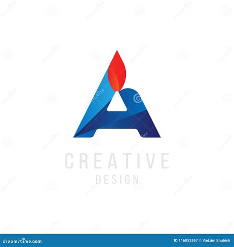 Original Letter a in Blue Colour with Fire for Logotype. Vector Sign Logo Design Template. Flat ...