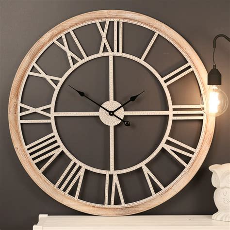 Buy the 93cm Cove Timber Large Wall Clock - Distressed White | Fast Free Shipping | Beyond Bright