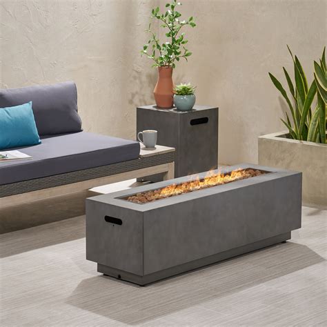 Reign Outdoor Rectangular Fire Pit with Tank Holder, Concrete - Walmart ...