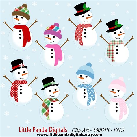 Snowman Clipart Winter Fun Christmas Scrapbook Cute Snowman - Etsy UK