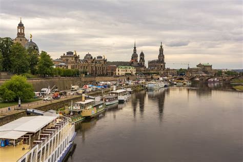 Dresden City and Augustus Bridge Panorama at Elbe River, Dresden, Saxony, Germany Editorial ...