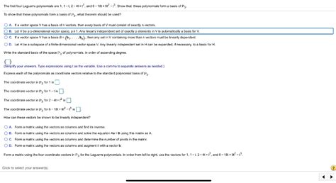 Solved The first four Laguerre polynomials are 1,1-1,2-4+e”. | Chegg.com