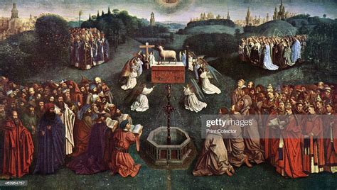 'The Adoration of the Mystic Lamb', The Ghent Altarpiece . A print... News Photo - Getty Images