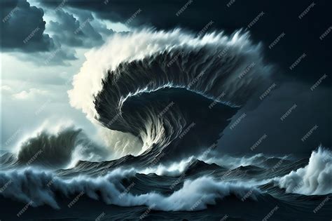 Premium AI Image | A tornado formed in a rough sea