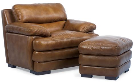 Flexsteel Latitudes - Dylan Leather Chair & Ottoman | Dunk & Bright ...